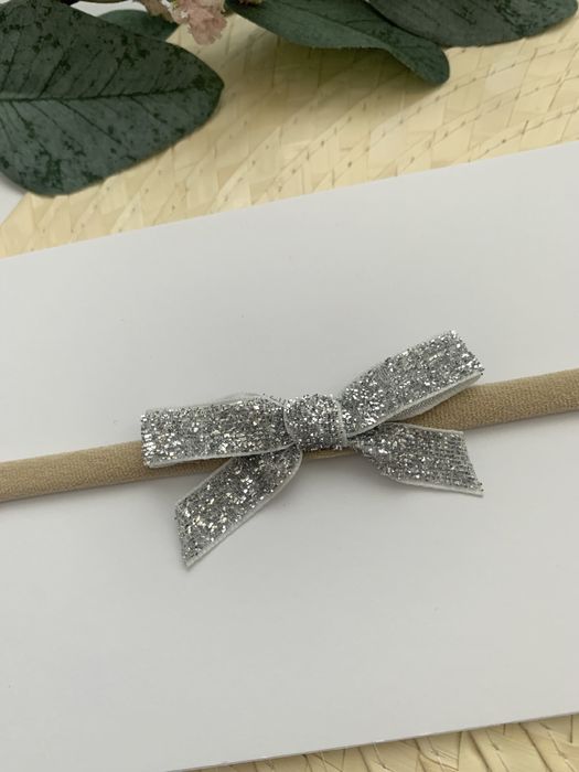 Opaska srebrna kokardka Sylwester Święta Roczek Sesja