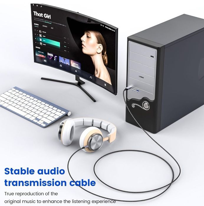 MOSWAG USB typu a męski do 3,5 mm męski, 2 m. połączeniowy PC z 4-pin