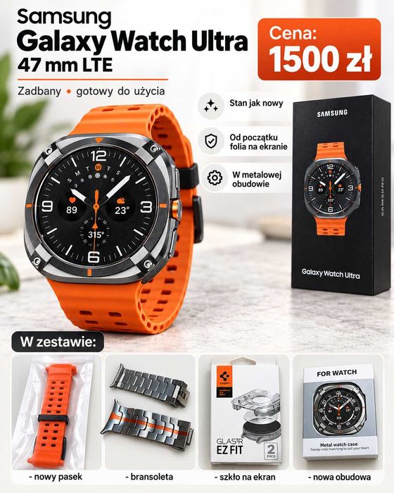 Smartwatch SAMSUNG Galaxy Watch Ultra 2025 47mm  dużo dodatków , Gwarancja