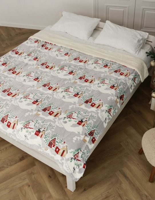 Суперціна до свят! Велюровий плед на овчині на подарок на еко овчине