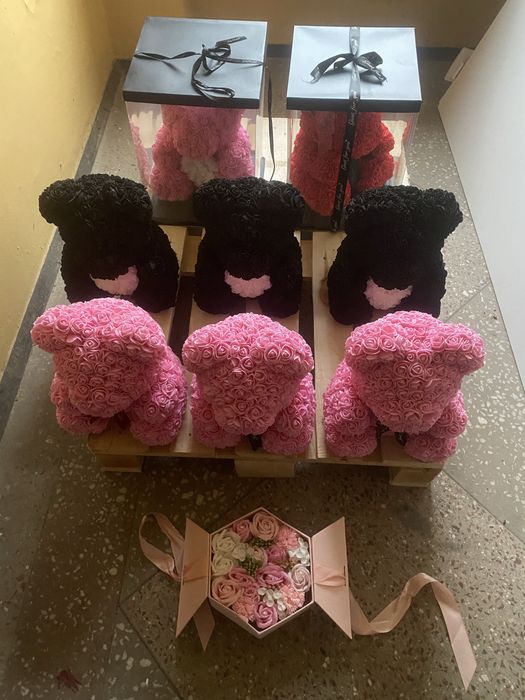 Мишка ведмедик роз троянд подарунок для закозаних 45 см