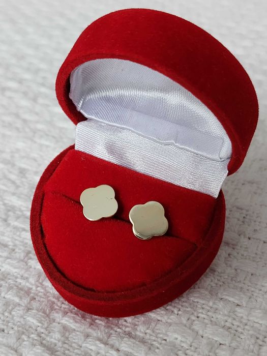 kolczyki koniczynka srebro pozłacane próba 925