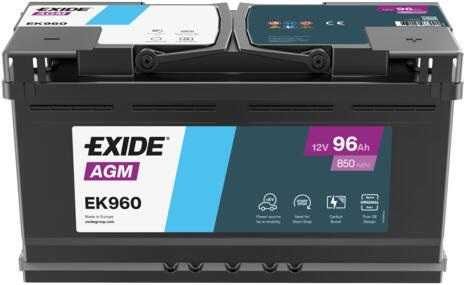 Akumulator EXIDE 96AH 850A AGM EK960 Karmelkowa 64A