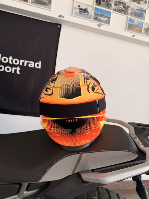 Capacete KLY Cross / Enduro M  Laranja + Viseira Espelhada