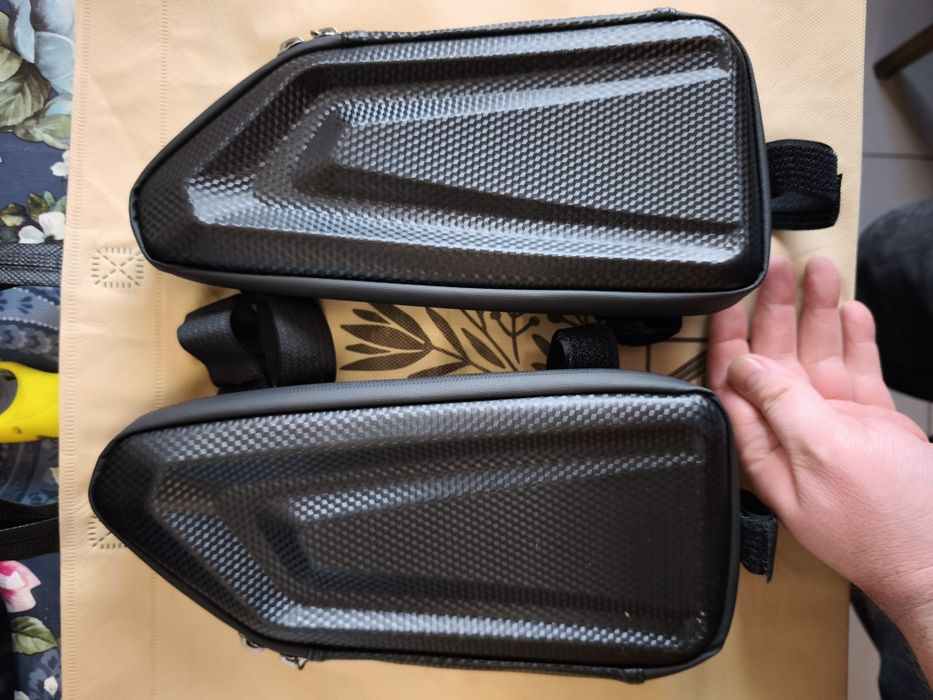 Bolsa lateral para motocicleta, ou bicicleta bolsa lateral suspensa à prova d'água, bolsa triangular de casca dura