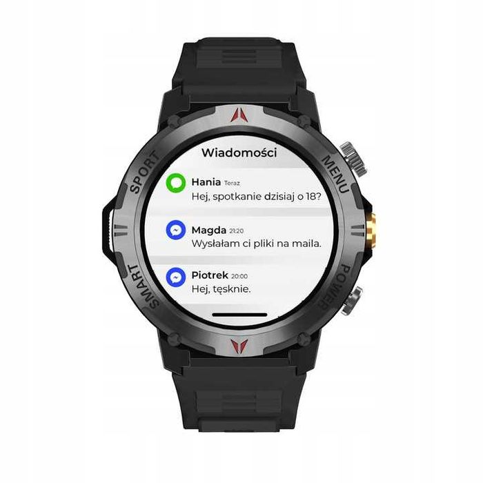 POLSKIE MENU Smartwatch męski wodoodporny pomiary rozmowy mikrofon EKG
