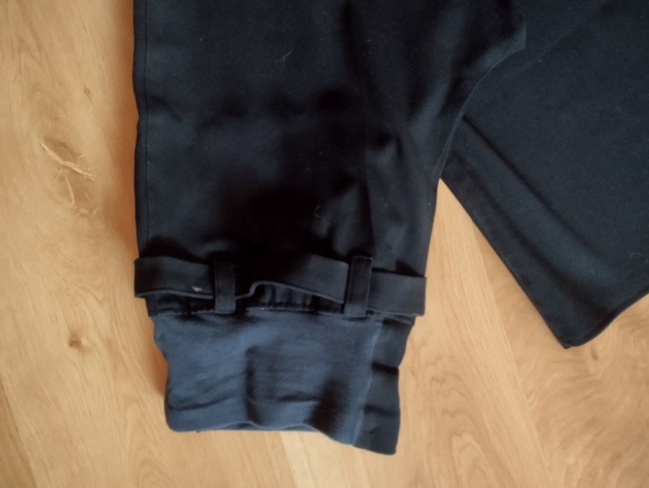 Czarne spodnie ciążowe szerokie nogawki r. 36/38