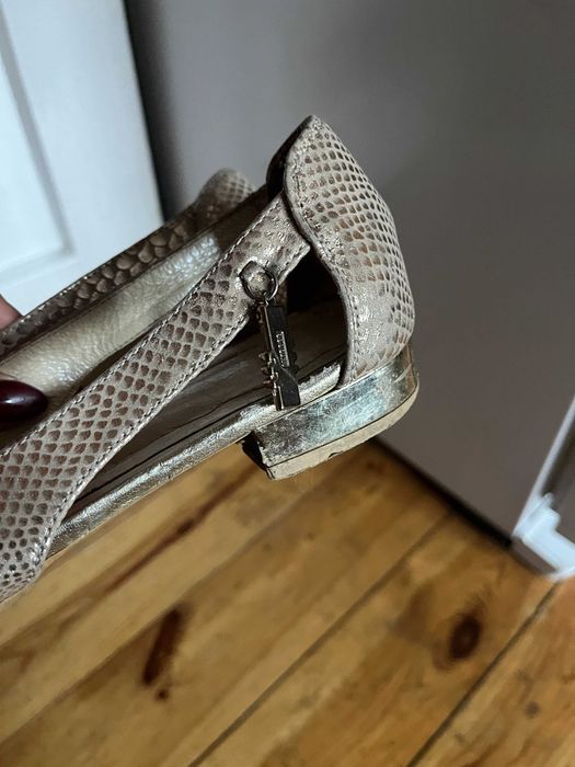 Czółenka złote, open toe, , 38, Alfama Art Design