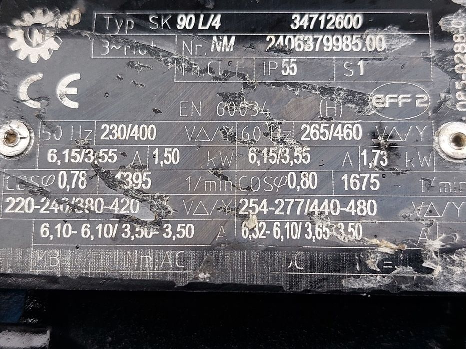 Motoreduktor kątowy 1.5kw. 15obr./min.. Nord