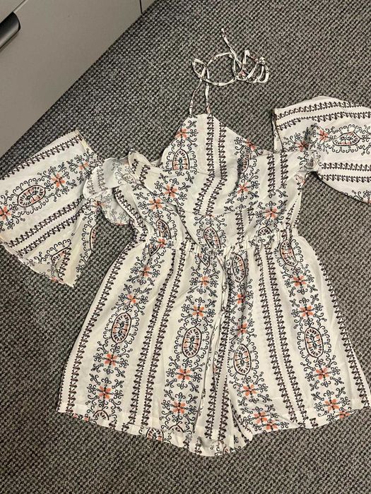 Piękny kombinezon biały,boho,letni, rozmiar L,