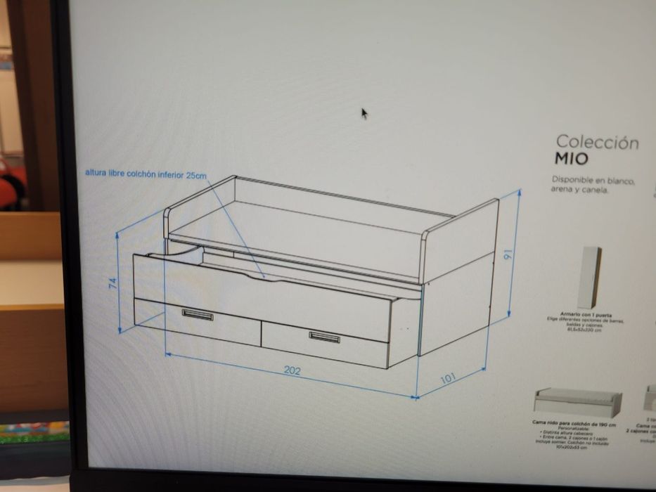 Cama com gavetão e 2 gavetas
