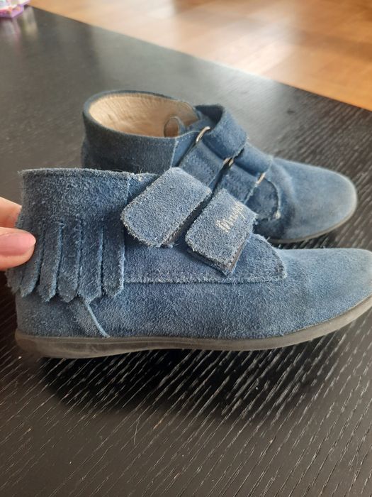 Wiosenne buciki Zamszowe trzewiki botki Mrugała z frędzlami Boho grana