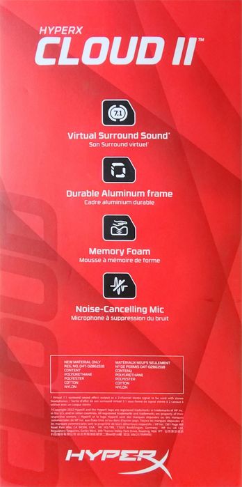 Headset Gaming HyperX Cloud II (Vermelho) - NOVO  (Nunca Usado)