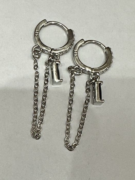 Серьги серебряные с черными цирконами, 925