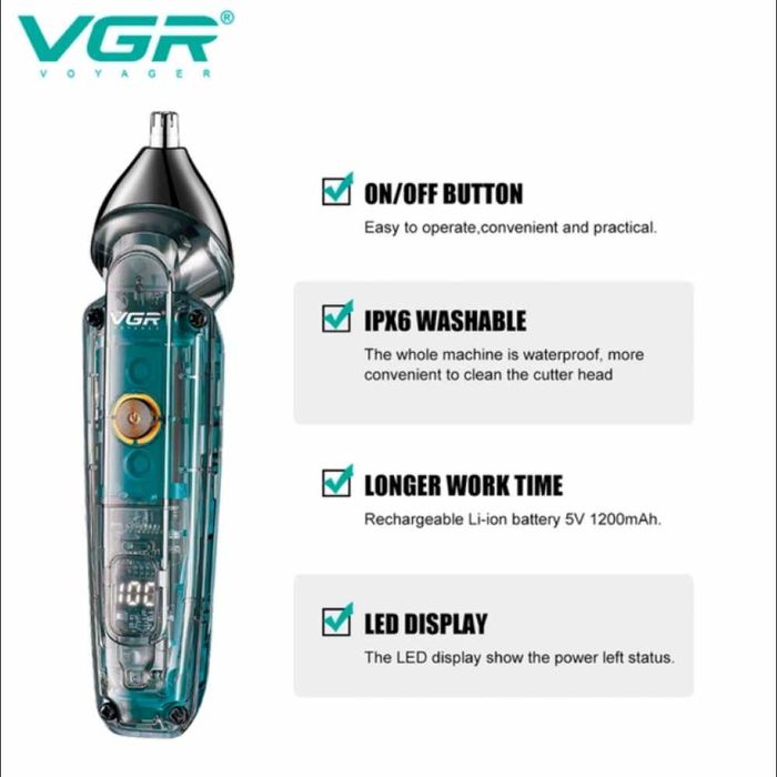 Бездротовий триммер для волосся з 5 насадками та USB, VGR V-949
