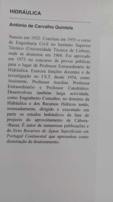Hidráulica - António de Carvalho Quintela (13.ª Edição)