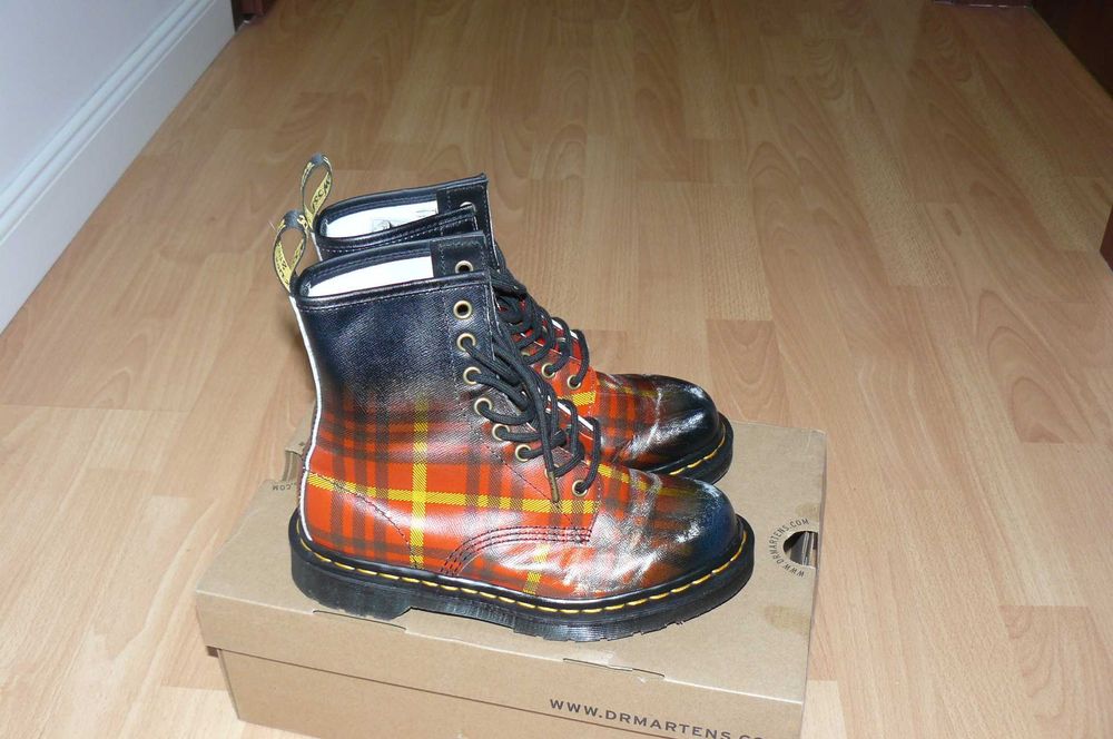 skorzane nowe glany dr martens 1460 tartan roz37