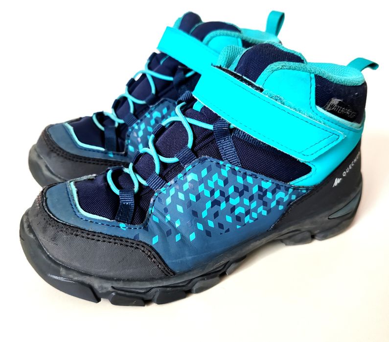 wodoodporne buty turystyczne dla dzieci Quechua MH120 Mid w kolorze turkusowy 33