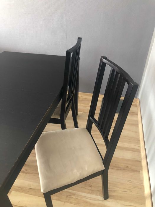 Stół Drewniany Czarny + Krzesła