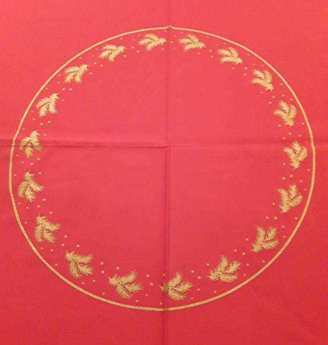 Toalha de mesa redonda com decoração de Natal