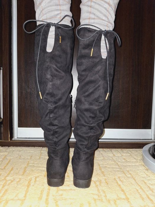 Идеальные сапоги высокие ботфорди базовые без каблука 39