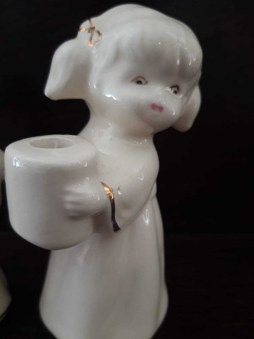 Porcelanowe Figurki Aniołki Świeczniki