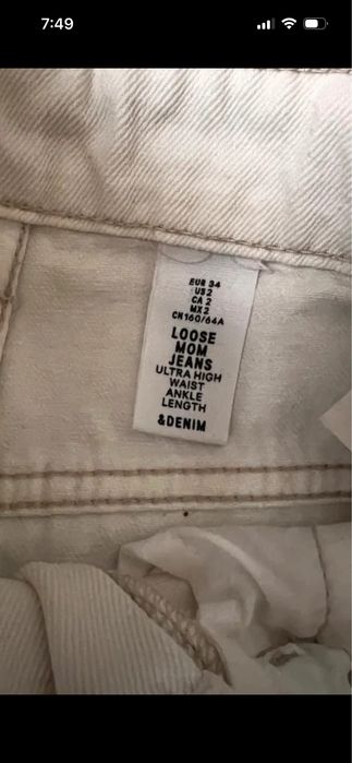 Jeansy H&M białe loose mom jeans 34 stan igła ultra hight waist