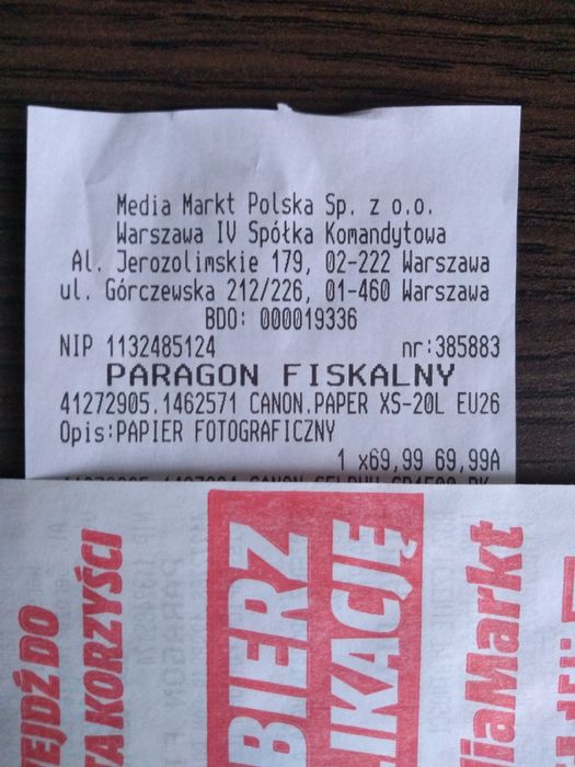 Tusz i papier do mini drukarki Canon.