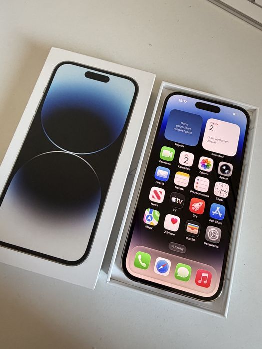 iPhone 14 Pro 1TB Silver Idealny Bateria Oryginalna 94%