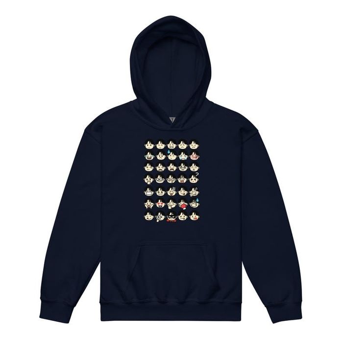 Hoodie Padrão Doodle de Expressões Animadas