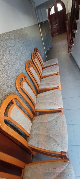 Drewniane tapicerowane krzesła - komplet 6 szt