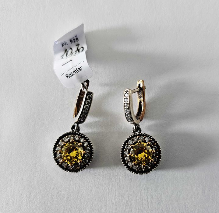 Kolczyki srebrne z cytrynem Turcja certyfikat