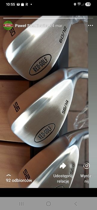 Kij golfowy wedge nowy 52st. Red-golf