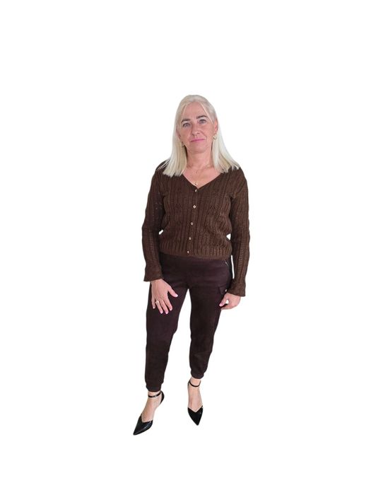 Spodnie bojówki zamszowe VELVET MOVE czekoladowe Velsatino rozmiar M