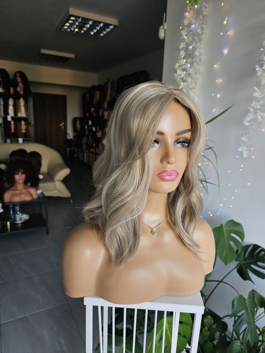 Topper tupet Ewa szampański blond 40-43 cm zagęszczenie włosów