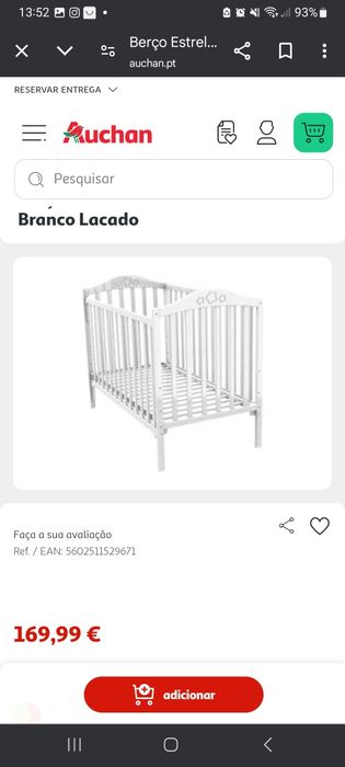 Berço branco como novo, com colchão
