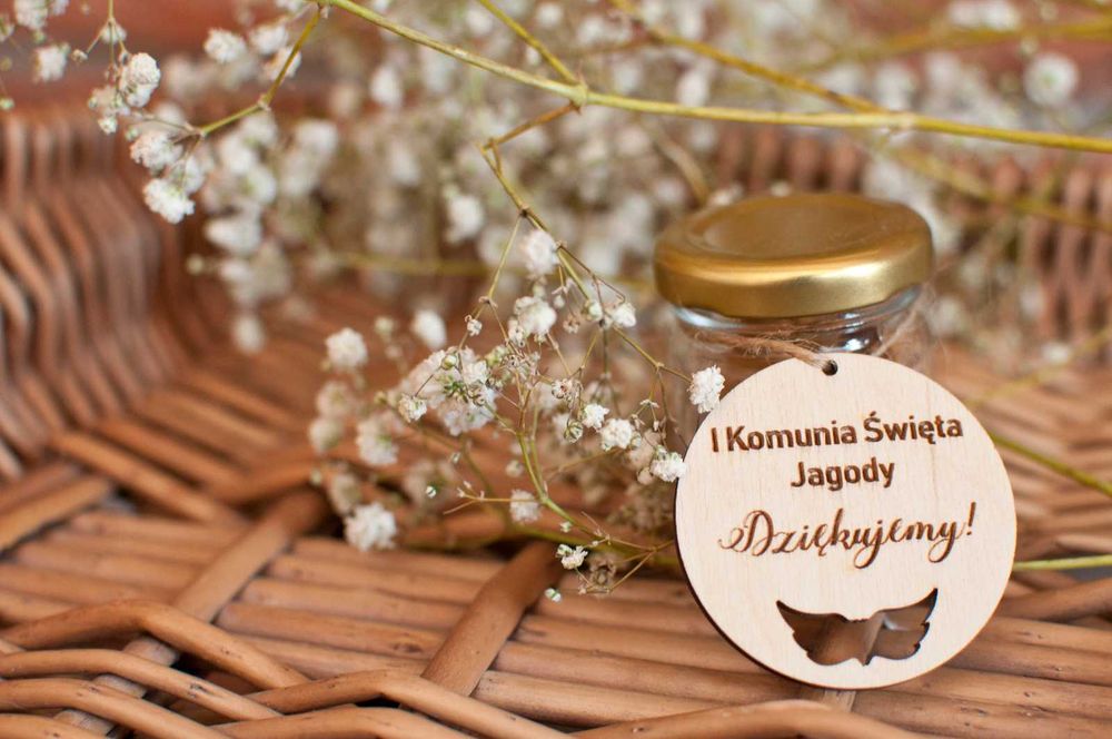 Podziękowanie dla gości Komunia, Chrzest sklejka +grawer