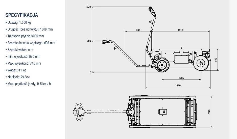 Wypożyczalnia Wózek elektryczny transportowy Paleciak Wozidło Wynajem