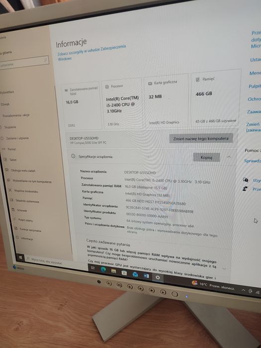 Komputer HP Compaq 8200 Elite SFF PC komplet