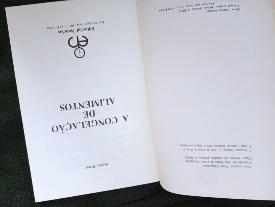 A congelação de alimentos / Sophie Boue -  1981 - livro  Raro