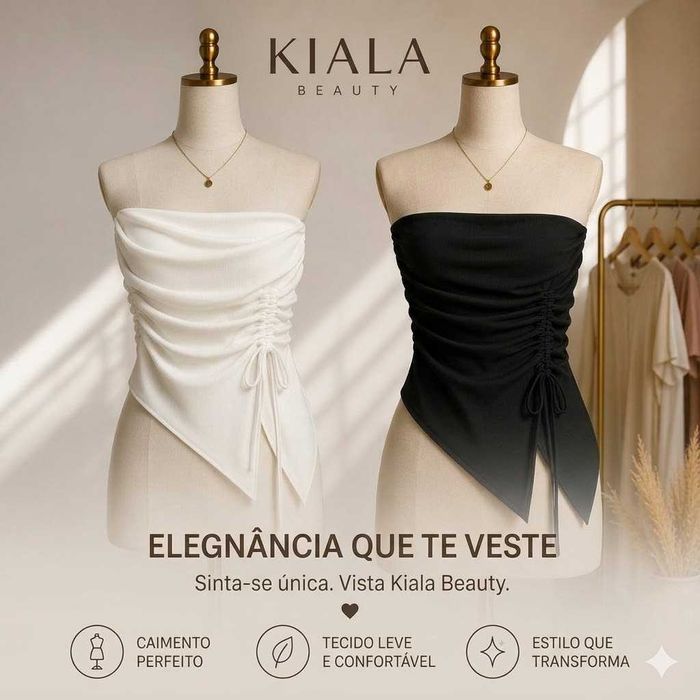 Top Drapeado Kiala Beauty - 2 Cores Disponíveis (Novo)