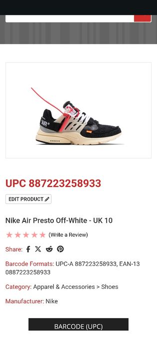 Кросівки Nike Air Presto x Off-White