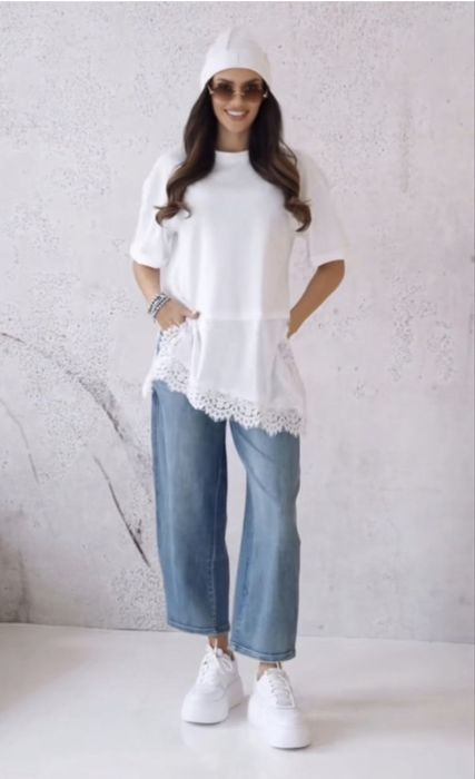 By o la la bluzka / tshirt  z halką biały Rozmiar M