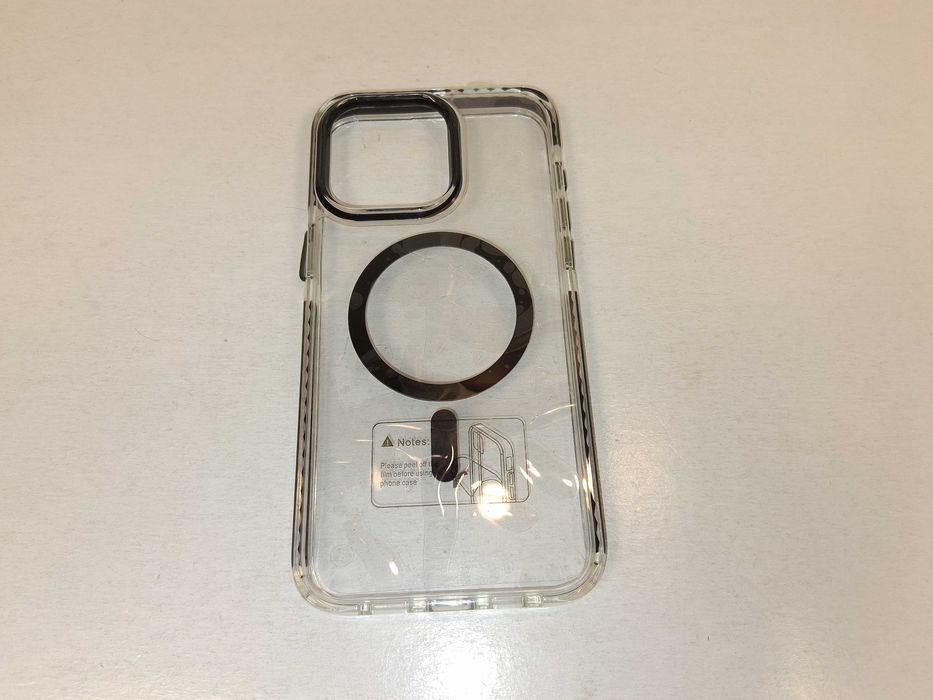 Z017 Etui DOMAVER iPhone 15 Pro Max MagSafe Smycz Łańcuszek 2w1 Czarne