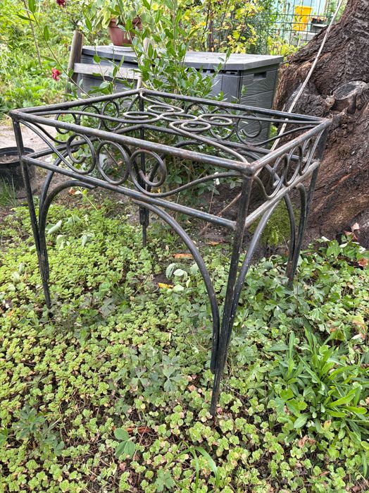 Stoliki ogrodowe metalowe zdobione, 2 sztuki, puls blat szklany