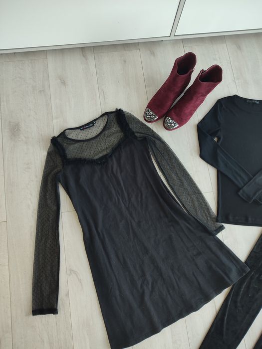 Стильний набір одягу S/M + ботінки 37-38 Zara, H&M Плаття, штани, кофта, черевики