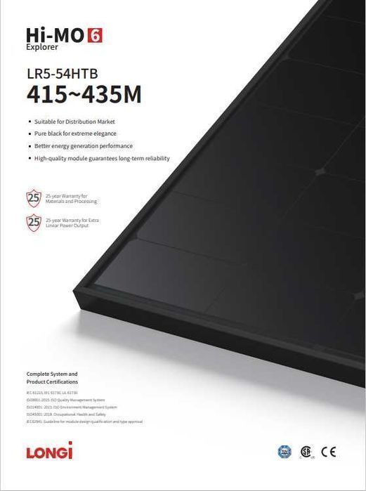 ‼️‼️‼️57$ Сонячна панель Longi Solar 425W LR5-54HTB-425M‼️МОНТАЖ‼️