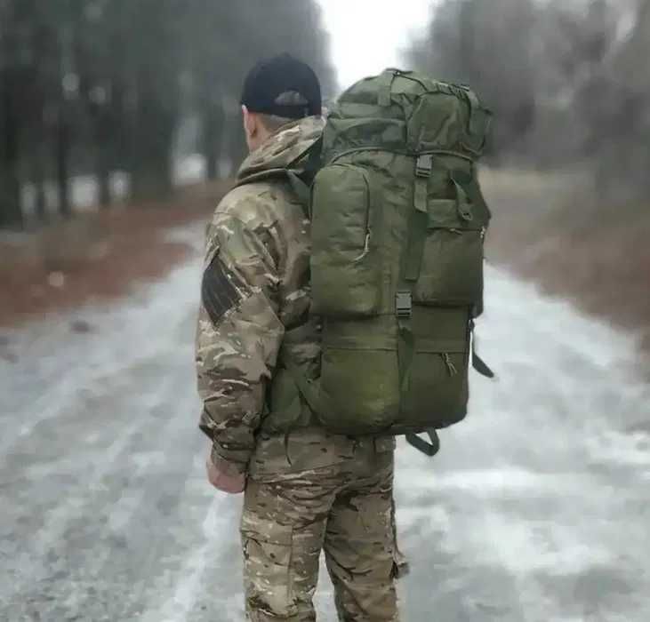 Большой армейский рюкзак 80л крепкий походный рюкзак военный олива