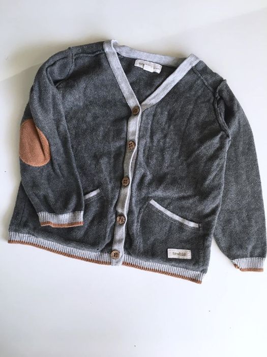 newbie kappahl sweterek szary karmelowy laty rozpinany kardigan