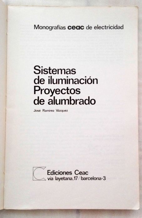 Livro Sistemas de iluminación – Proyectos de alumbrado